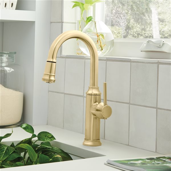 Blanco Empressa Satin Gold 1-Handle Deck Mount Residential Bar and Kitchen Faucet