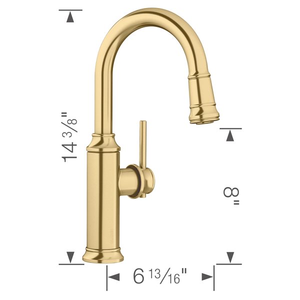 Blanco Empressa Satin Gold 1-Handle Deck Mount Residential Bar and Kitchen Faucet