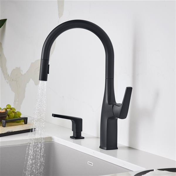 BLANCO Rivana Matte Black 1-Handle Deck Mount Pull-Down Residential Kitchen Faucet