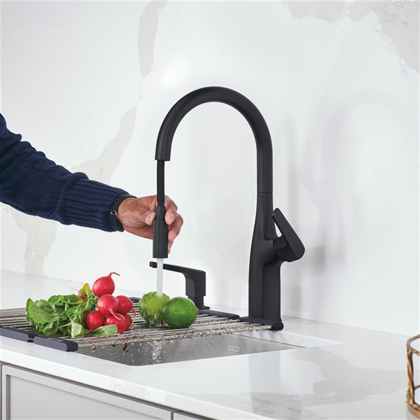 BLANCO Rivana Matte Black 1-Handle Deck Mount Pull-Down Residential Kitchen Faucet