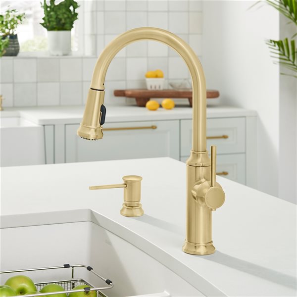BLANCO Empressa Satin Gold 1-Handle Deck Mount Pull-Down Residential Kitchen Faucet