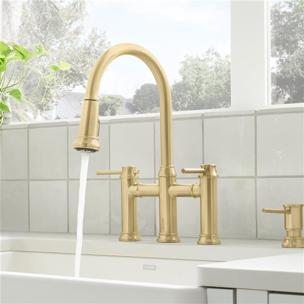 Blanco Empressa Satin Gold 2-Handle Deck Mount Pull-Down Residential Kitchen Faucet