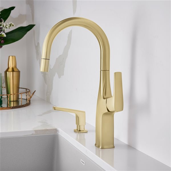 BLANCO Rivana Satin Gold 1-Handle Deck Mount Residential Bar and Kitchen Faucet