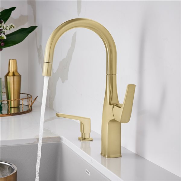 BLANCO Rivana Satin Gold 1-Handle Deck Mount Residential Bar and Kitchen Faucet