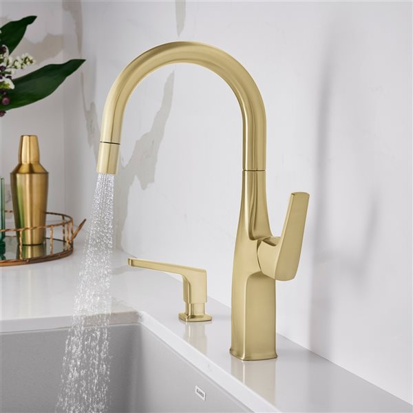 BLANCO Rivana Satin Gold 1-Handle Deck Mount Residential Bar and Kitchen Faucet