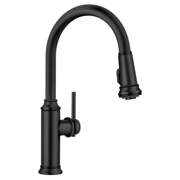 BLANCO Empressa Matte Black 1-Handle Deck Mount Pull-Down Residential Kitchen Faucet