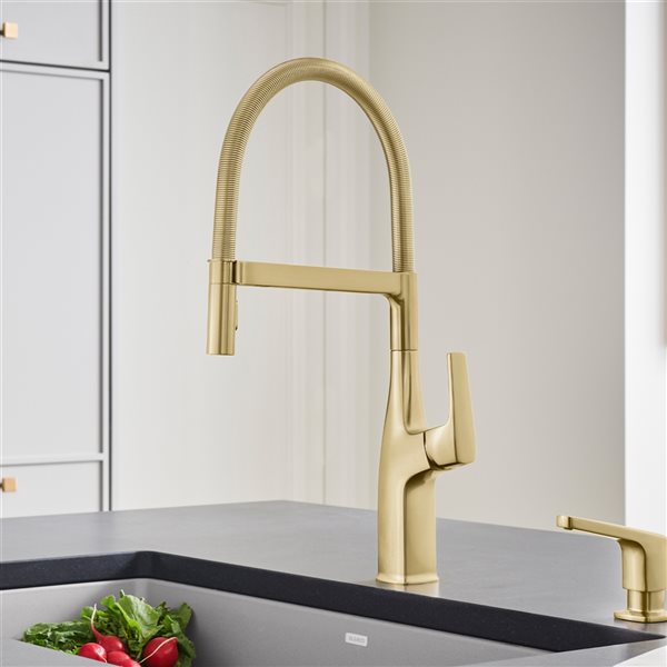 BLANCO Rivana Satin Gold 1-Handle Deck Mount Pull-Down Residential Kitchen Faucet