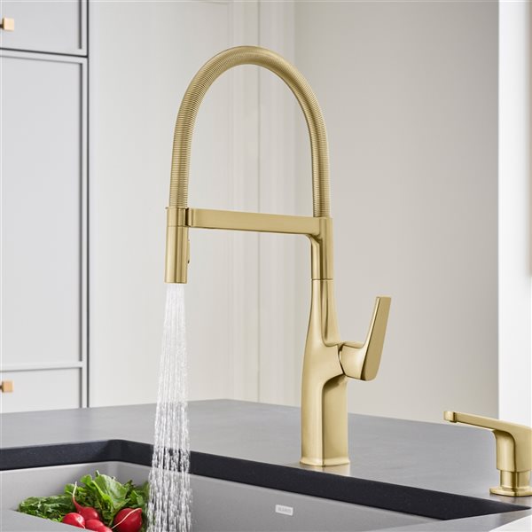 BLANCO Rivana Satin Gold 1-Handle Deck Mount Pull-Down Residential Kitchen Faucet