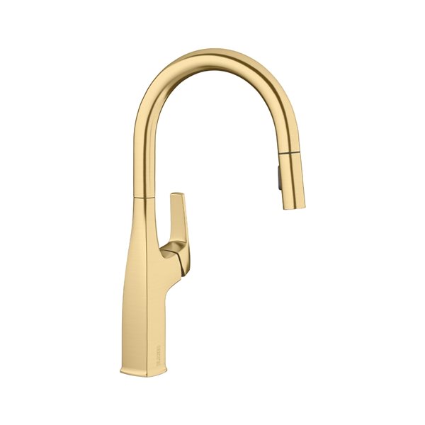 BLANCO Rivana Satin Gold 1-Handle Deck Mount Pull-Down Residential Kitchen Faucet