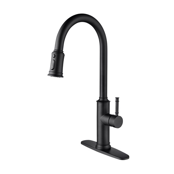 Clihome 19.68-in Black Kitchen Faucet with Pull Out Sprayer