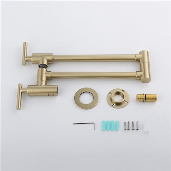 Clihome 18.26-in Gold Wall Mount Pot Filler Faucet