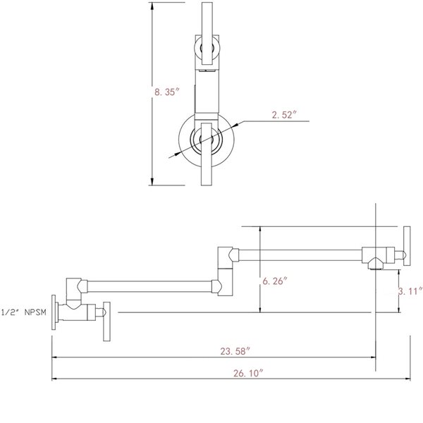 Clihome 18.26-in Nickel Wall Mount Pot Filler Faucet