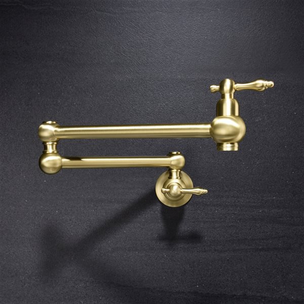 Clihome 18.26-in Wall Mount Pot Filler Faucet - Gold