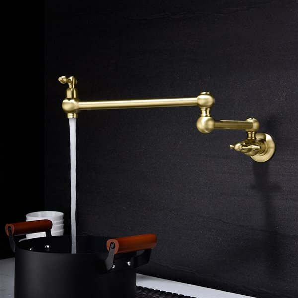 Clihome 18.26-in Wall Mount Pot Filler Faucet - Gold