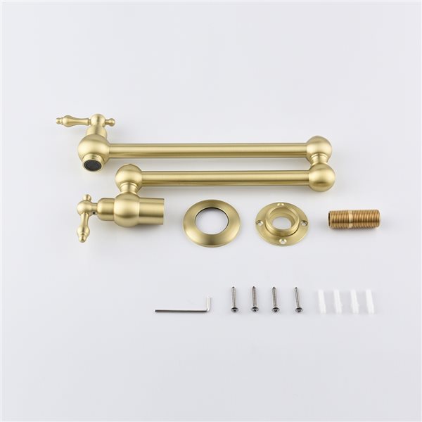 Clihome 18.26-in Wall Mount Pot Filler Faucet - Gold