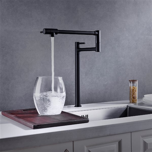 Clihome 18.26-in Black Pot Filler Faucet with Extension Shank