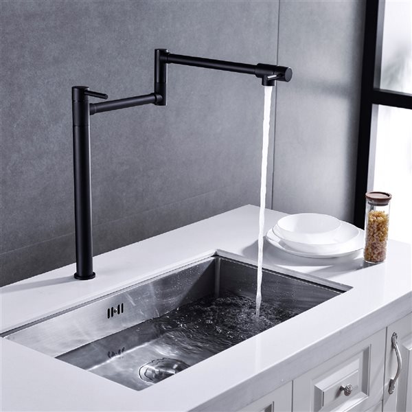 Clihome 18.26-in Black Pot Filler Faucet with Extension Shank