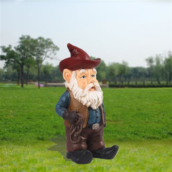 Hi-Line Gift Ltd. Gnome Cowboy 10.25-in x 4-in Garden Statue