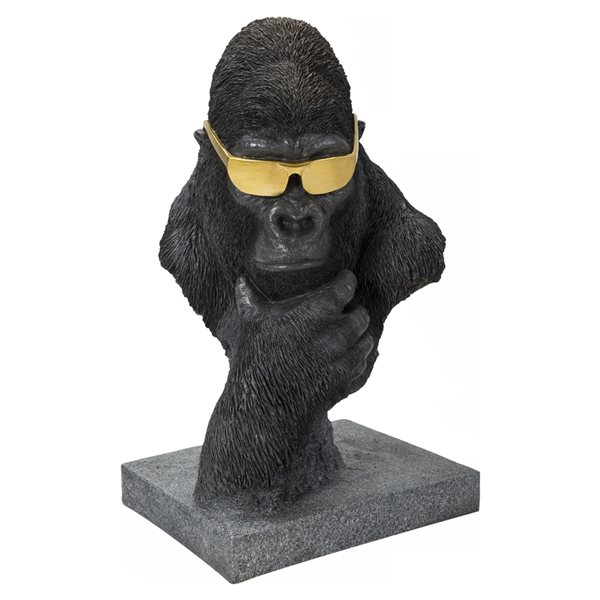 Hi-Line Gift Ltd. Gorilla Head with Golden Glasses 19.09-in x