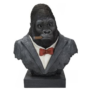 Hi-Line Gift Ltd. Gorilla Head with Tux 18.7-in x 10.83-in Garden Statue