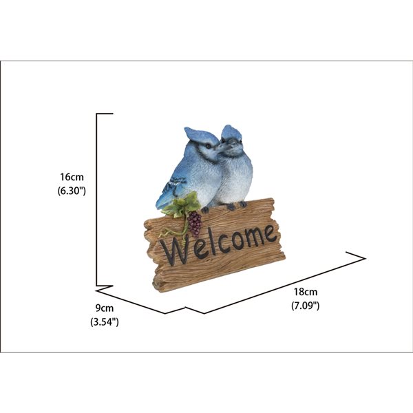 Hi-Line Gift Ltd. Blue Jays Welcome Sign 6.3-in x 3.54-in Garden Statue