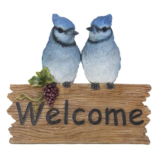 Hi-Line Gift Ltd. Blue Jays Welcome Sign 6.3-in x 3.54-in Garden Statue