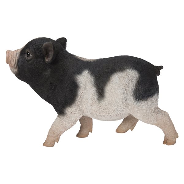 Hi-Line Gift Ltd. Black and White baby Pig Standing 5.71-in x 2.95-in Garden Statue