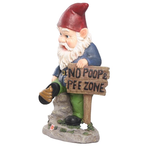 Hi-Line Gift Ltd. 16 H x 7-in W Gnome with Sign Resin Garden Statue