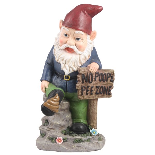 Hi-Line Gift Ltd. 16 H x 7-in W Gnome with Sign Resin Garden Statue