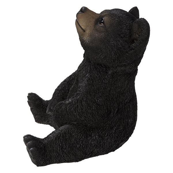 Hi-Line Gift Ltd. Sitting Black Bear Cub with Head Up 14.37-in x 12.4-in Garden Statue