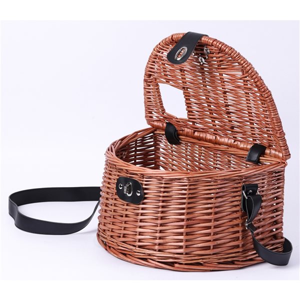 Vintiquewise Wicker Fishing Creel with Faux Leather Shoulder Strap QI003415
