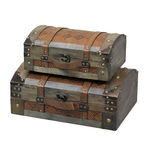 Coffre de rangement en bois gris par Vintiquewise de 15 po x 6,25 po, ens. de 2