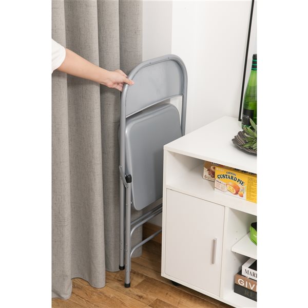 Fabulaxe Indoor Grey Metal Standard Folding Chair - Set of 4