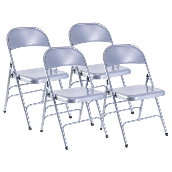 Fabulaxe Indoor Grey Metal Standard Folding Chair - Set of 4
