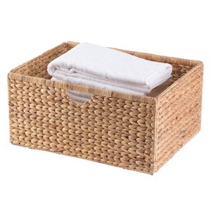 Vintiquewise 21-in x 10-in x 16-in Brown Water Hyacinth Basket
