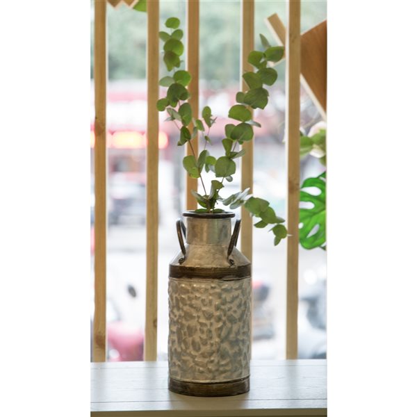 Vintiquewise 12.2-in Rustic Galvanized Metal Decorative Milk Jug