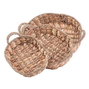 Vintiquewise 19.5-in x 5.25-in x 12.5-in Brown Seagrass Basket 3-Pack