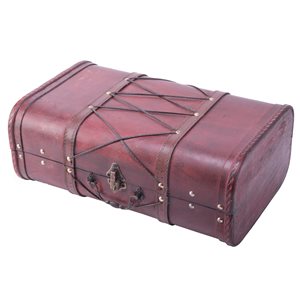 Vintiquewise 16-in x 10.25-in x 6.5-in Red Faux Leather/Wood Suitcase