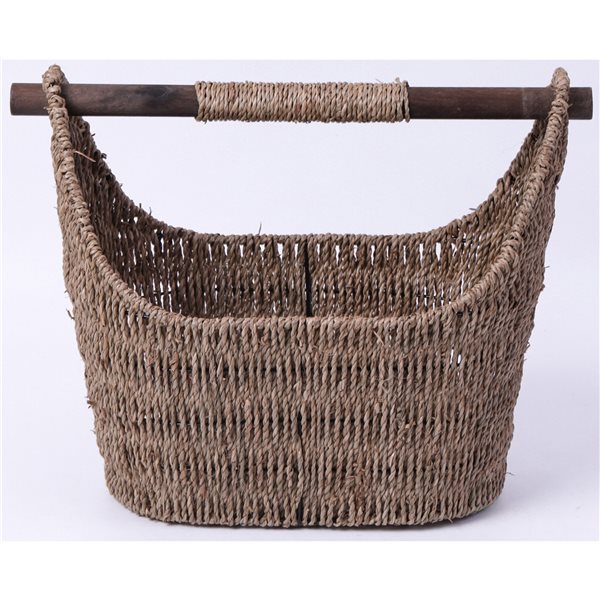 Panier en bois brun par Vintiquewise de 17,25 po x 13,5 po x 8,25 po