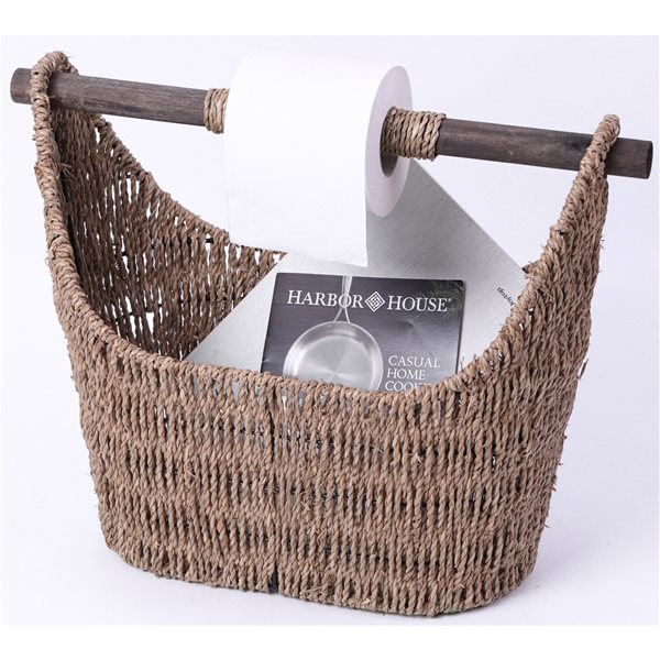 Panier en bois brun par Vintiquewise de 17,25 po x 13,5 po x 8,25 po