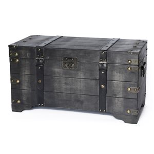 Vintiquewise 25.5-in x 13.75-in Black Wood Storage Trunk