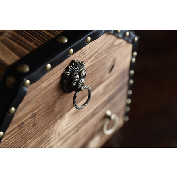 Vintiquewise 17-in x 11.5-in Brown Wood Storage Trunk