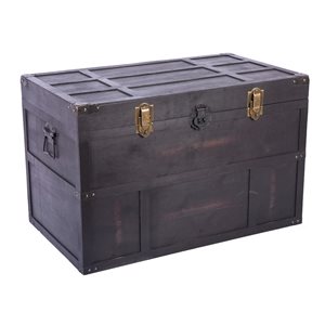 Vintiquewise 20-in x 18-in Black Wood Storage Trunk