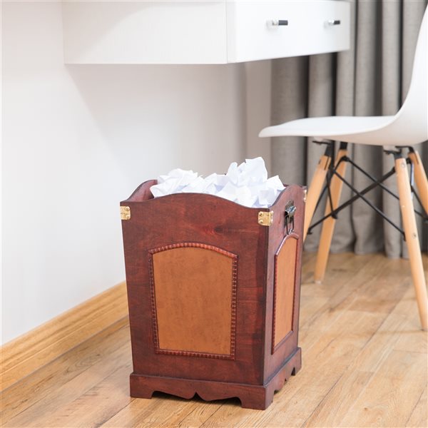 Vintiquewise Brown Wood Wastebasket