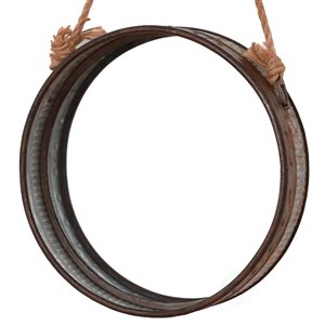 Vintiquewise 16-in Round Brown Framed Wall Mirror and Rope