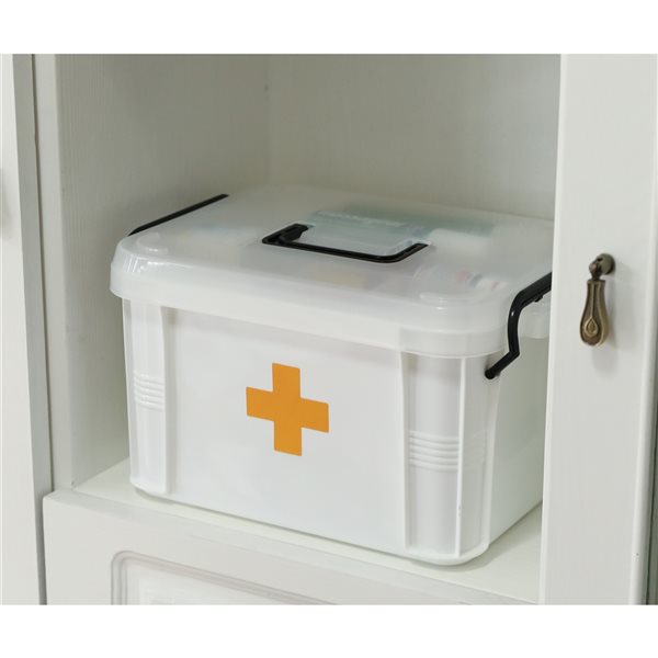 Basicwise 13-in x 7.5-in x 9-in White Plastic First Aid Kit Container