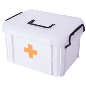 Basicwise 13-in x 7.5-in x 9-in White Plastic First Aid Kit Container