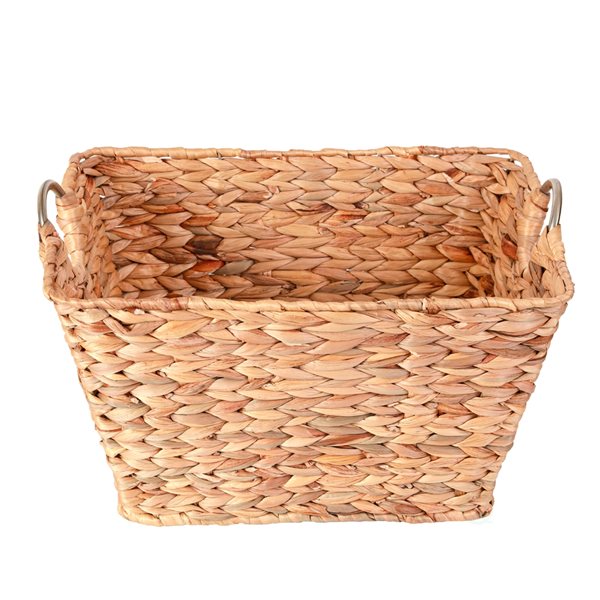 Panier en bois brun par Vintiquewise de 18 po x 11 po x 12,5 po