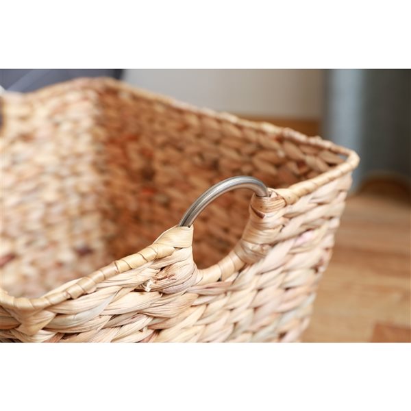 Panier en bois brun par Vintiquewise de 18 po x 11 po x 12,5 po