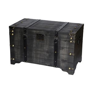 Vintiquewise 29.5-in x 18-in Black Wood Storage Trunk